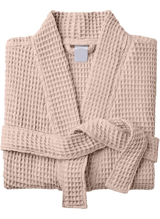 Beauenty Cotton Bathrobe Free Size Spa Robe Lightweight Hotel Bathrobe Quick Dry Unisex Waffle Weave with Belt & Pockets Home, Spa, Sauna, Gift Use - Image 1